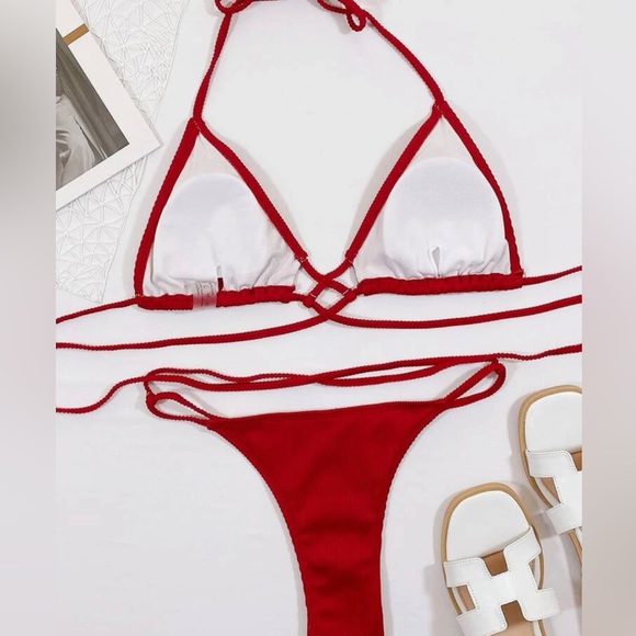 Red Crisscross Bikini - Picture 2 of 3